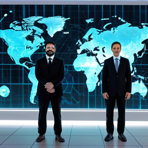 Home 6 A diverse group of professional adults, fully clothed in modern business attire, representing various global economies. They are standing in a futuristic, sleek financial data center with glowing holographic world maps and digital currency symbols subtly integrating into the background. The atmosphere is innovative and forward-thinking, emphasizing the evolution of money. perfect anatomy, correct proportions, natural pose, well-formed hands, proper finger count, natural body proportions, professional photography, high quality, safe for work, appropriate content, fully clothed, professional dress, modest clothing.
